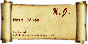 Matz Jónás névjegykártya